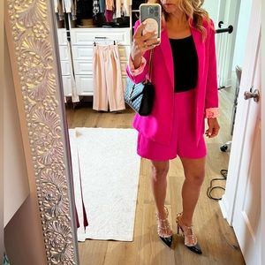 Hot pink shorts suit